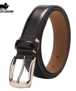 BISON DENIM High Quality Cow Leather Belt For Men Business Strap Men's Belt Cowskin Casual Belt Gift W71122