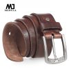 MEDYLA Men Belt 100% Cowhide Alloy Pin Buckle Blue Color Personality Choice Cowhide Male Strap Jeans Waistband Gift