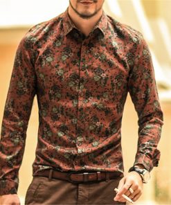 Men shirt Floral printing long sleeve shirts men clothes flowers printed shirts vintage Linen Casual Men Shirt new Spring S2004