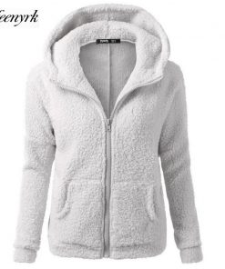 AFEENYRK Winter cute Fashion Hooded Jacket Women Sweatshirts 2017 new plush hooded zipper Hoodies women sweatshirt Fleece coat