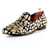 Harpelunde Mens Formal Shoes Gold Print Flat Shoes Hot Sell Wedding Shoes Size 7-9