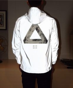 Men jacket casual hiphop windbreaker reflective jacket tide brand men and women lovers coat hooded fluorescent clothing