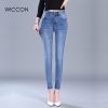 Hot Sale Elegant skinny woman jeans denim slim pencil pants washed cool high waist jeans femme women trousers pants WICCON