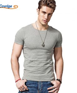 Covrlge 2019 Hot Summer Men T-shirts Solid Color Slim Fit Short Sleeve T Shirt Mens New O-neck Tops TShirt Brand Clothing MTS291