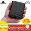BISON DENIM Black Purse For Men Genuine Leather Men's Wallets Thin Male Wallet Card Holder Cowskin Soft Mini Purses N4429