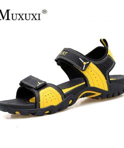 men sandals slippers genuine leather cowhide male summer shoes outdoor casual suede leather Beach lover sandals
