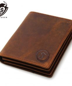 2019 Vintage Crazy Horse Handmade Leather Men Wallets Multi-Functional Cowhide Coin Purse Genuine Leather Wallet For Men