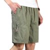 Men Shorts Summer Plus Size Cotton Elastic Waist Loose Army Green Male Cargo Shorts For Man Casual Short-Pants A3369
