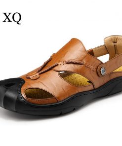High quality Men sandals Fashion Genuine leather Sandals Men Summer Slippers Breathable flat Sandalias Hombre