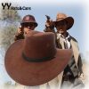New 2018 Sun Hat Faux Leather Cowboy Hat Men and Women Travel Caps Fashion Western Hats Chapeu Cowboy 9 colors YY0270