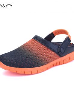 2019 new Spring and summer men's cloth cool slippers breathable hole shoes men sandals trend birds nest gradient lazy half slipp