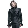 Steampunk Winter Pattern Men Shirt Long Sleeve Casual Shirts Black White Blouse Gothic Shining Men's Tie Shirt Brand Clothing