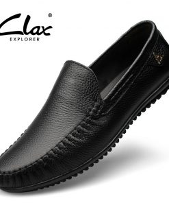 Clax Men Dress Shoes Black Loafers 2018 Formal Shoe Genuine Leather Footwear Slip on Office Shoes Soft Comfortable Luxury Brand