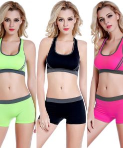HimanJie Women Sportswear Tank Top Breathable Seamless Sports Bras and Stretch Shorts For Running Fitness Gym Workout Yoga Sets