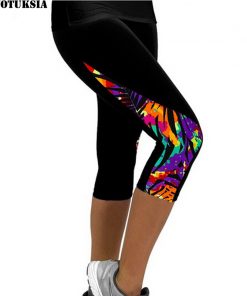 TOIVOTUKSIA Women Leggings Capris Printed Black Milk Clzas deportivas mujer Capri Summer 7 Leggins