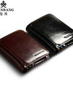 ManBang Classic Style Wallet Genuine Leather Men Wallets Short Male Purse Card Holder Wallet Men Fashion High Quality