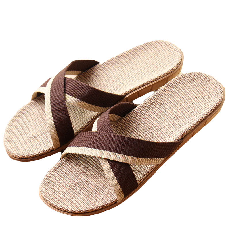 Hot New Summer Men Flax Flip Flop Canvas Linen Non-Slip Designer Flat ...