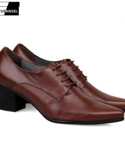 Italy Design High Quality Brand New Fashion Mens Lace Up Pointy Toe Oxfords Formal Dress Shoes Cuban Heels Leather Business Shoe