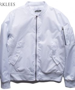 White Bomber Jacket Men Casual Long Sleeve Veste Homme Brand Fashion Hip Hop Solid Color Motorcycle Windbreaker Men Jacket 5XL