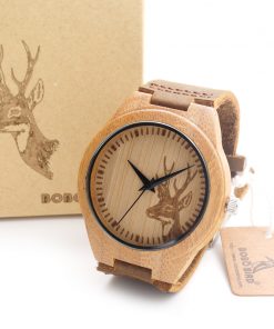 BOBO BIRD Top brand Men's Bamboo Wooden Watch Quartz Real Leather Strap Men Watches relojes finos de hombre