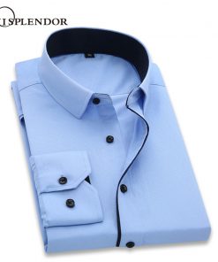 unisplendor Men Dress Shirts 2019 New Man Fashion Long Sleeve Slim Fit High Quality Solid Casual Business Man's Shirt 4XL YN630