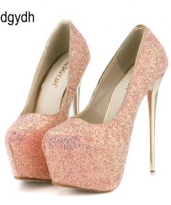 Gdgydh Fashion Women Heels Platform Shoes 2018 New Spring Autumn Bling Women Pumps Thin Heels Sexy Slim Party Shoes High Heels