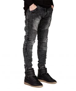 Men Jeans Runway Slim Racer Biker Jeans Fashion Hiphop Skinny Jeans For Men H0292