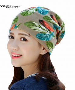 LongKeeper 2019 New Women's Hat Scarf Stripped Cap Beanie Spring&Autumn Skullies Female Round Beanie