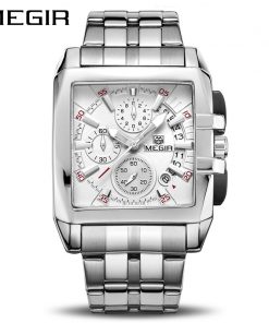 MEGIR Original Luxury Men Watch Stainless Steel Mens Quartz Wrist Watches Business Big Dial Wristwatches Relogio Masculino 2018