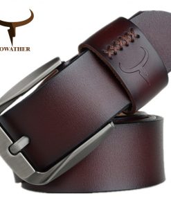 COWATHER Vintage style pin buckle cow genuine leather belts for men 130cm high quality mens belt cinturones hombre free shipping