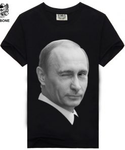 [Men bone] Cotton Men T-Shirt Black Tshirt Mr Putin Print Rock Hip Hop Punk Heavy Metal Black Tee Homme Camisa Masculina