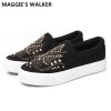 Maggie's Walker Women Fashion Canvas Shoes Spring Platform Casual Shoes Slip-on Loafers with Rivet Size 35~40