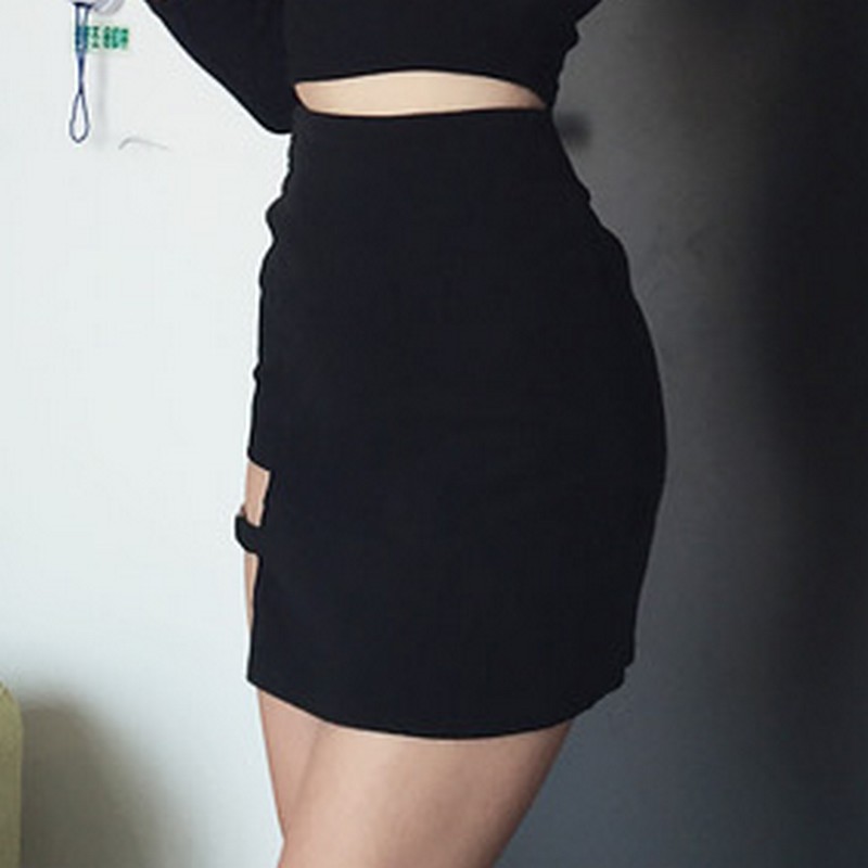 Sexy Spy Women’s Skirts Mini Asymmetrical Saias Black High waist Female ...