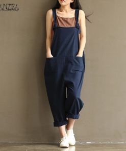 ZANZEA 2019 Casual Rompers Womens Jumpsuits Sleeveless Backless Casual Loose Solid Overalls Retro Strapless Playsuits Oversized