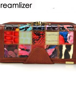 Dreamlizer 3 Fold Fashion Genuine Leather Women Wallets Patchwork Hasp Coin Pocket Female Clutch Women Purse Wallet