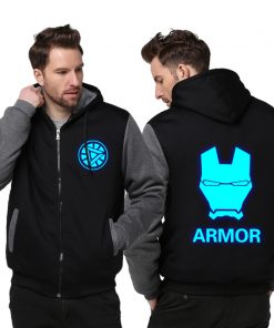 US size Men Women Iron Man Sweatshirts Hoodie Luminous Unisex Thicken Jacket Coat