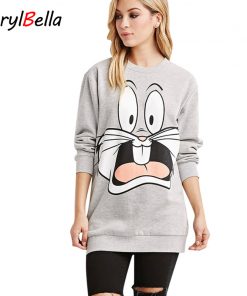 BerylBella Cotton Women Hoodies 2018 Autumn Fashion Casual Pullover Women Sweatshirts Long Sleeved O Neck Bunny Mujer Sweatshirt