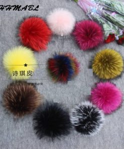 14/16/18cm DIY Natural Real Raccoon Fur Pompoms Fluffy Genuine Fur Pompom for Winter Women Hat Beanies Knitted Cap Skullies