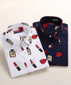 Dioufond Vintage Womens Tops and Blouses Cotton Floral Print Shirt Long Sleeve Blusas Femininas Plus Size Female Clothes Fashion