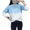 Fashion Long Sleeve Sweatshirts Slim Autumn Moletom Round Neck Gradual Change Printing Sudadera M-XXL Loose Women Sweatshirt