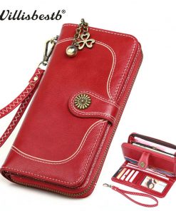 2019 New Vintage Button Phone Purses Woman Wallet Female Purse Leather Brand Retro Ladies Long Zipper Women Wallets Card Clutch