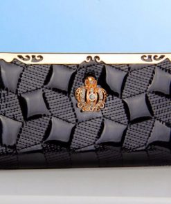 KUJING wallet high quality fashion Lingge women wallet free shipping crown patent leather multi-card bit cheap casual wallet