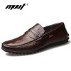 MVVT Comfortable Slip-On Men Formal Shoes Basic Dress Shoes Genuine Leather Shoes Men Fashion Crocodile Grain Men Flats
