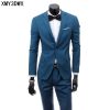 (jacket+pants) 2018 Custom made Mens Light Gray Suits Jacket Pants Formal Dress Men Suit Set men wedding suits groom tuxedos