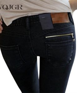WQJGR Jeans woman Of 2019 New Female Pencil Pants Slim Slim Feet Black Jeans Trousers Women Jeans Long Pants