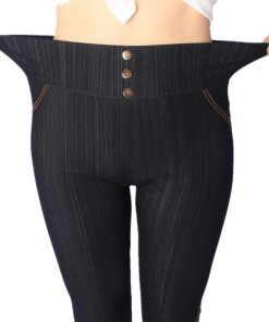 2018 Women Leggings XL,3XL,5XL High Waist Jeans Leggins With Buttons Jeggings Plus Size Legging Solid Color Leggings Hot Sales
