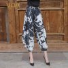 VOA Harajuku Camouflage Streetwear Women Silk Hip Pants White Black Joggers Female Casual Plus Size Print Baggy Trousers K6005