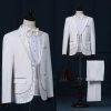 Singer star style dance stage clothing for men suit set with pants 2019 mens wedding suits costume groom formal dress tie white