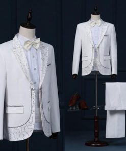 Singer star style dance stage clothing for men suit set with pants 2019 mens wedding suits costume groom formal dress tie white