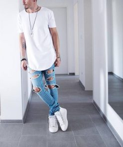 Man Si Tun Solid Color Curve Hem Casual Mens T-shirt Longline 2019 Summer Hip Hop T shirt Extended Street Tee Shirts for Men